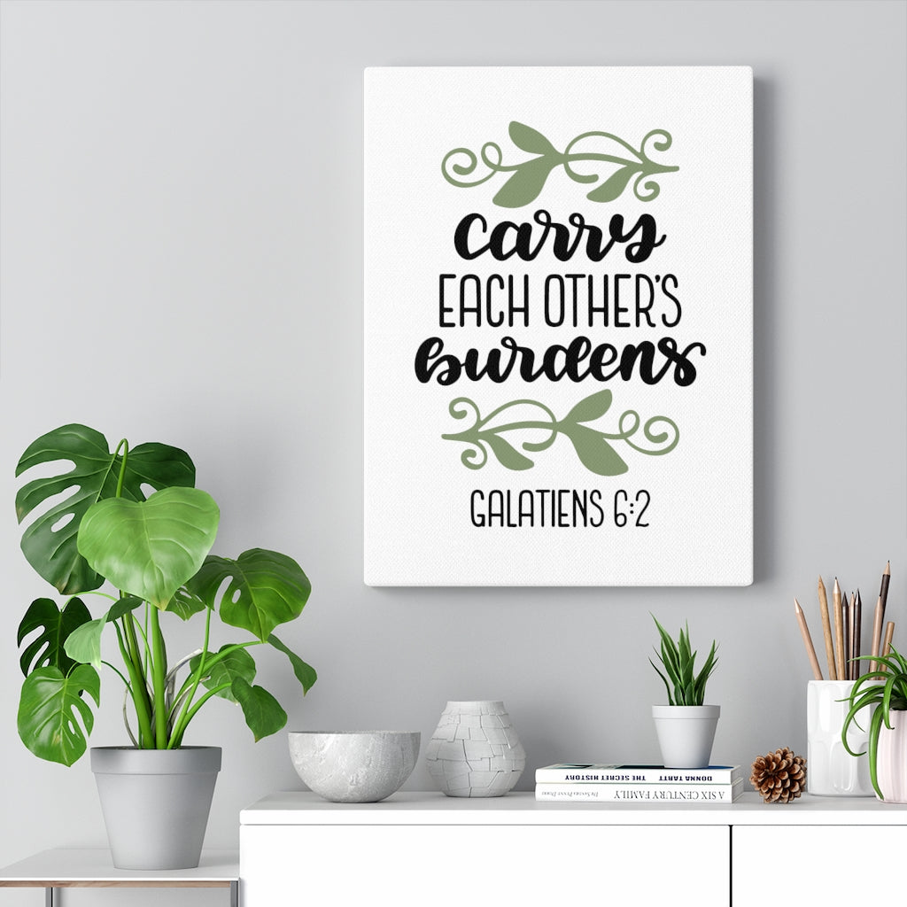 Scripture Walls Carry Each Other's Burdens Galatiens 6:2 Bible Verse Canvas Christian Wall Art Ready to Hang Unframed-Express Your Love Gifts