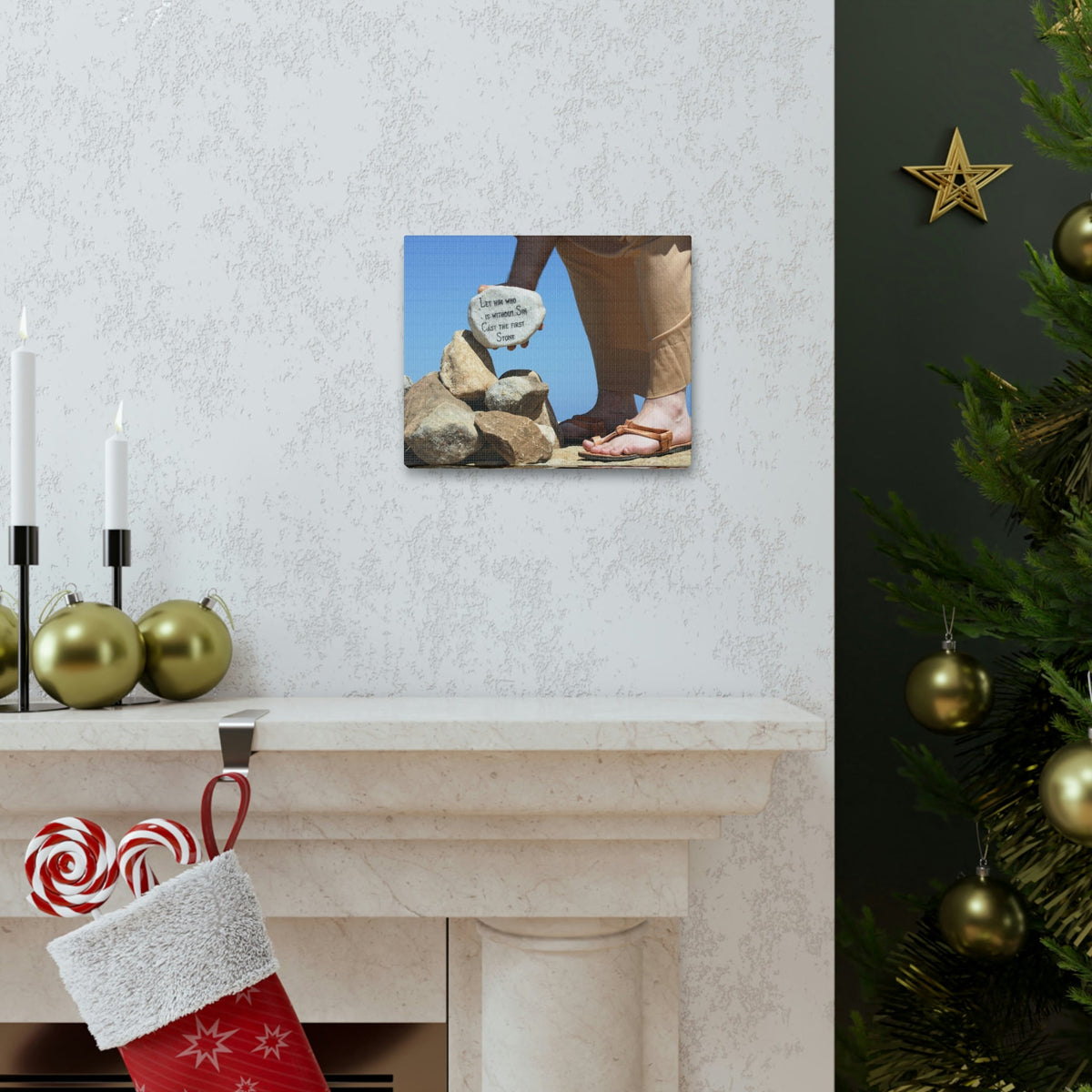 Scripture Walls Cast The First Stone John 8:7 Christian Wall Art Bible Verse Print Ready to Hang Unframed-Express Your Love Gifts