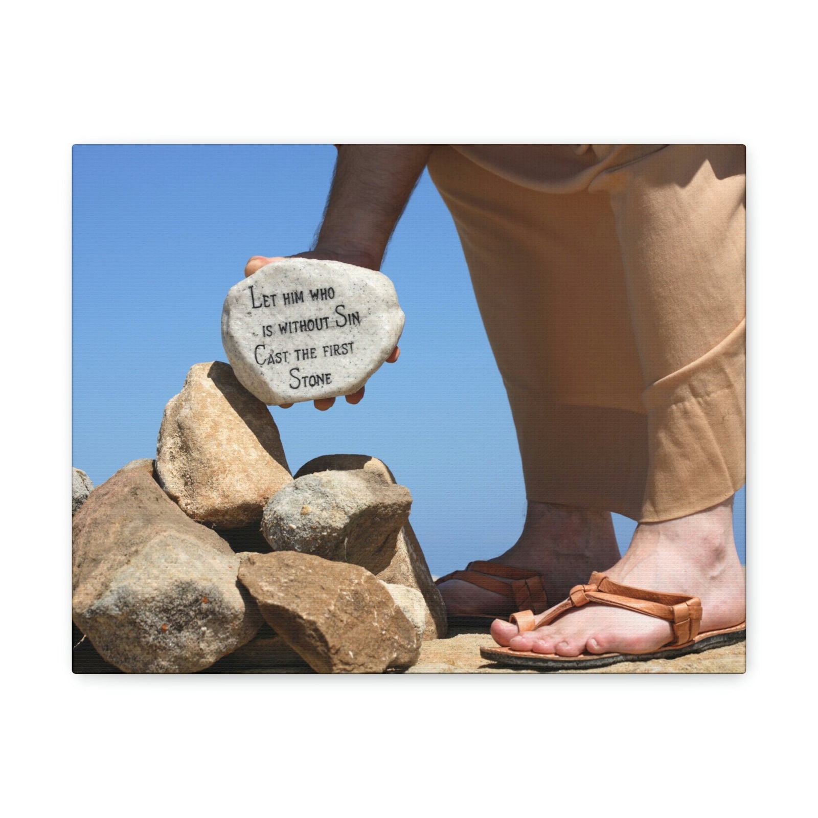 Scripture Walls Cast The First Stone John 8:7 Christian Wall Art Bible Verse Print Ready to Hang Unframed-Express Your Love Gifts