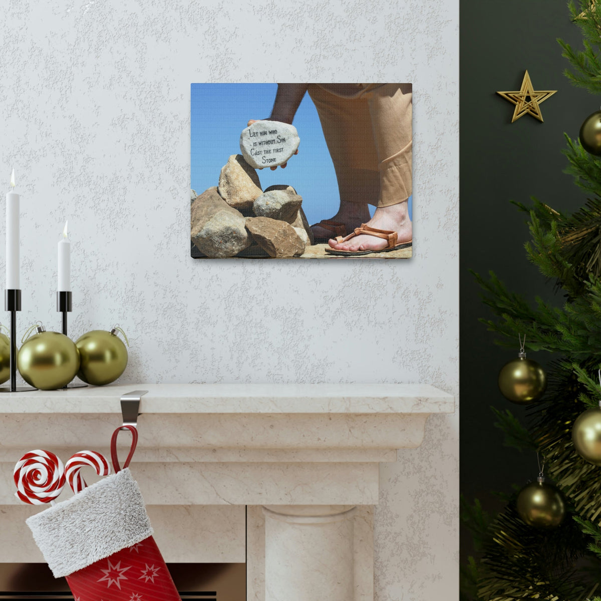 Scripture Walls Cast The First Stone John 8:7 Christian Wall Art Bible Verse Print Ready to Hang Unframed-Express Your Love Gifts