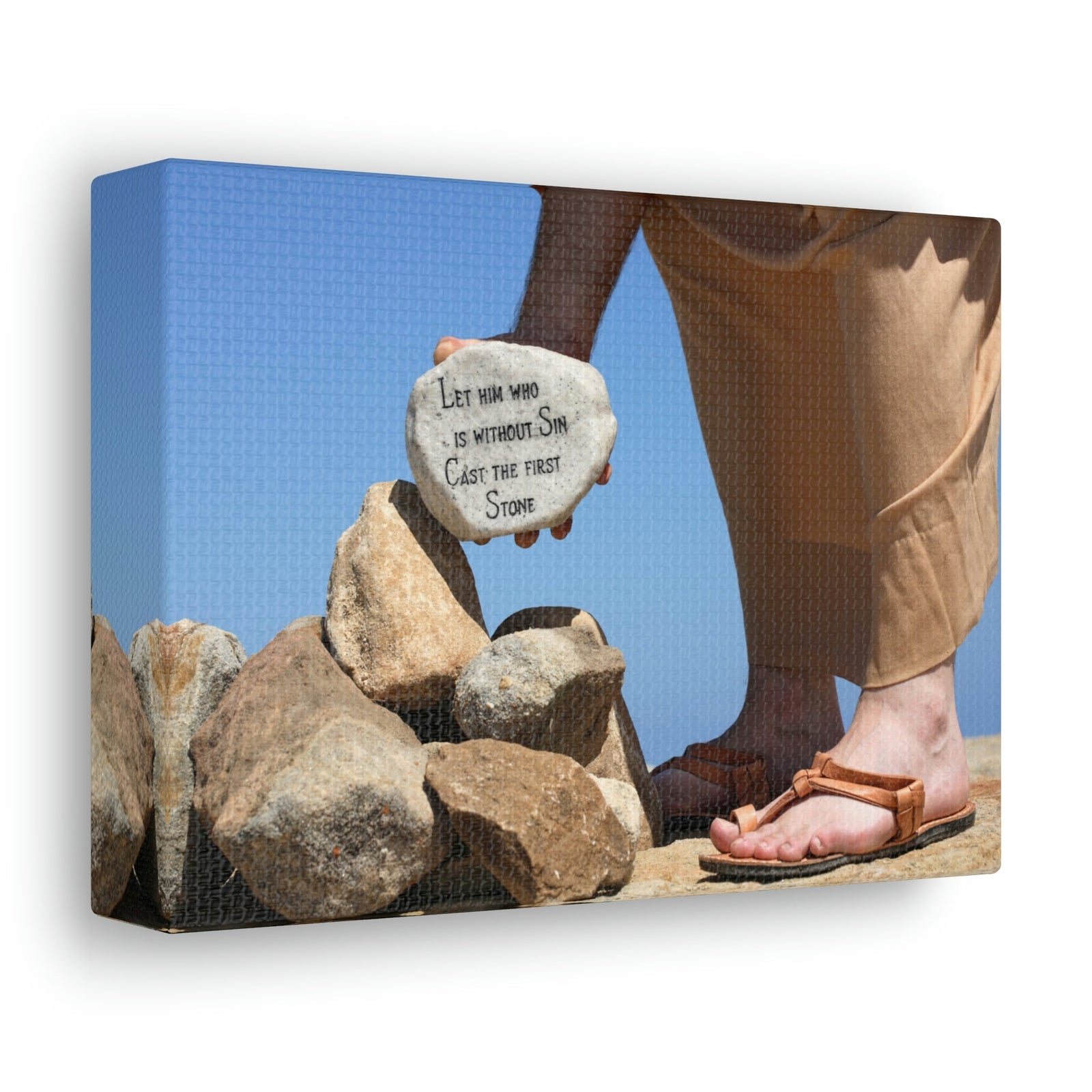 Scripture Walls Cast The First Stone John 8:7 Christian Wall Art Bible Verse Print Ready to Hang Unframed-Express Your Love Gifts