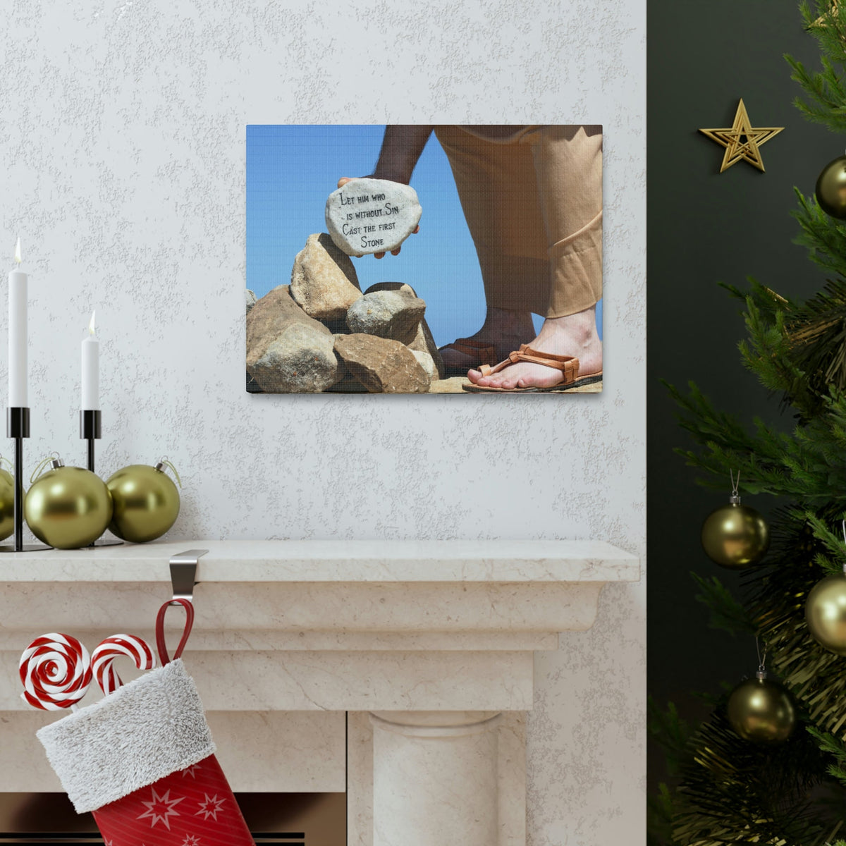 Scripture Walls Cast The First Stone John 8:7 Christian Wall Art Bible Verse Print Ready to Hang Unframed-Express Your Love Gifts