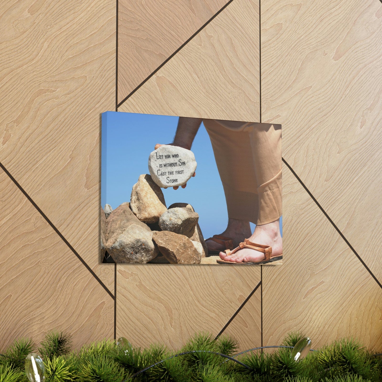 Scripture Walls Cast The First Stone John 8:7 Christian Wall Art Bible Verse Print Ready to Hang Unframed-Express Your Love Gifts