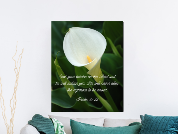 Scripture Walls Cast Your Burden Psalm 55:22 Bible Verse Canvas Christian Wall Art Ready to Hang Unframed-Express Your Love Gifts