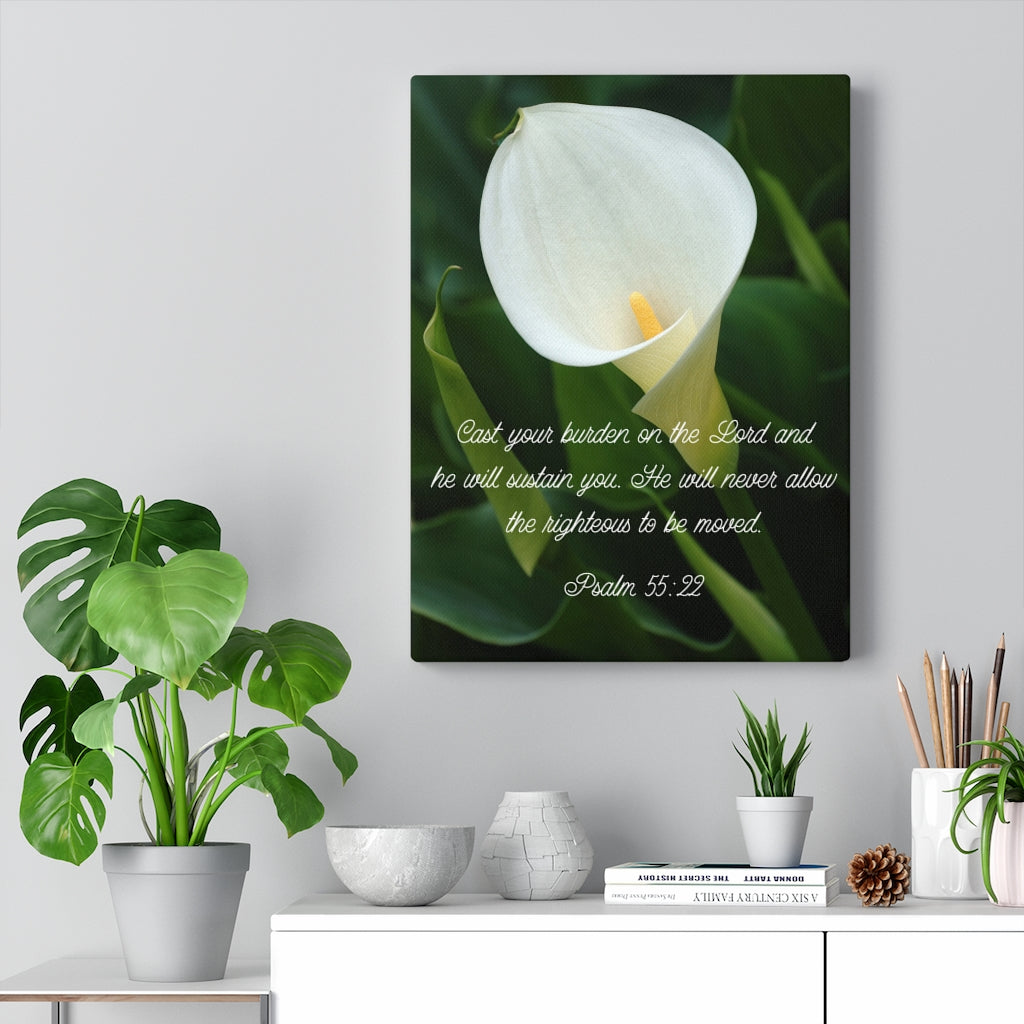 Scripture Walls Cast Your Burden Psalm 55:22 Bible Verse Canvas Christian Wall Art Ready to Hang Unframed-Express Your Love Gifts