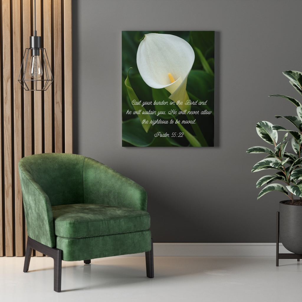 Scripture Walls Cast Your Burden Psalm 55:22 Bible Verse Canvas Christian Wall Art Ready to Hang Unframed-Express Your Love Gifts