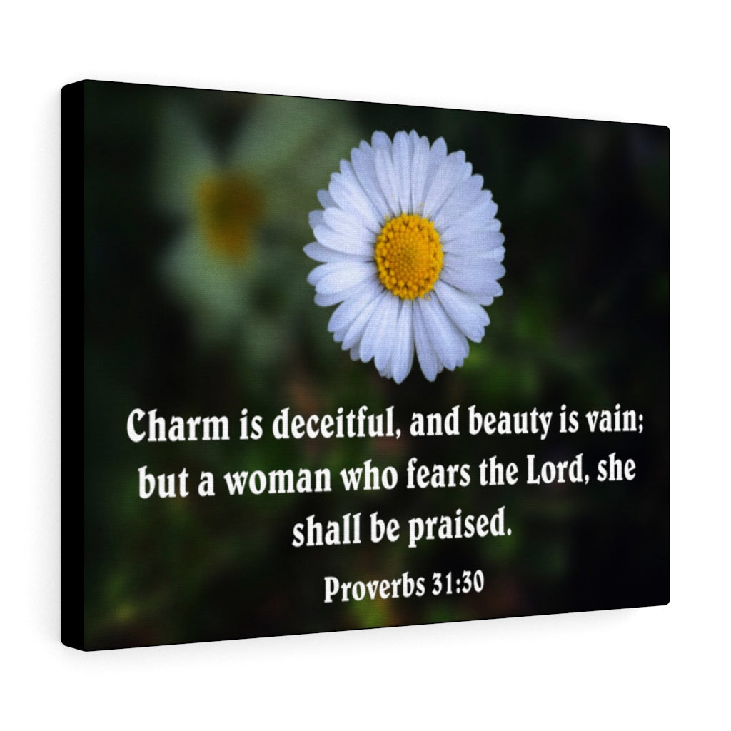 Scripture Walls Charm is Deceitful Proverbs 31:30 Bible Verse Canvas Christian Wall Art Ready to Hang Unframed-Express Your Love Gifts
