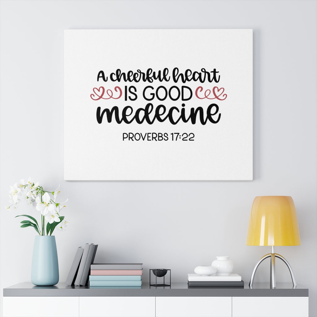 Scripture Walls Cheerful Heart Proverbs 17:22 Bible Verse Canvas Christian Wall Art Ready to Hang Unframed-Express Your Love Gifts