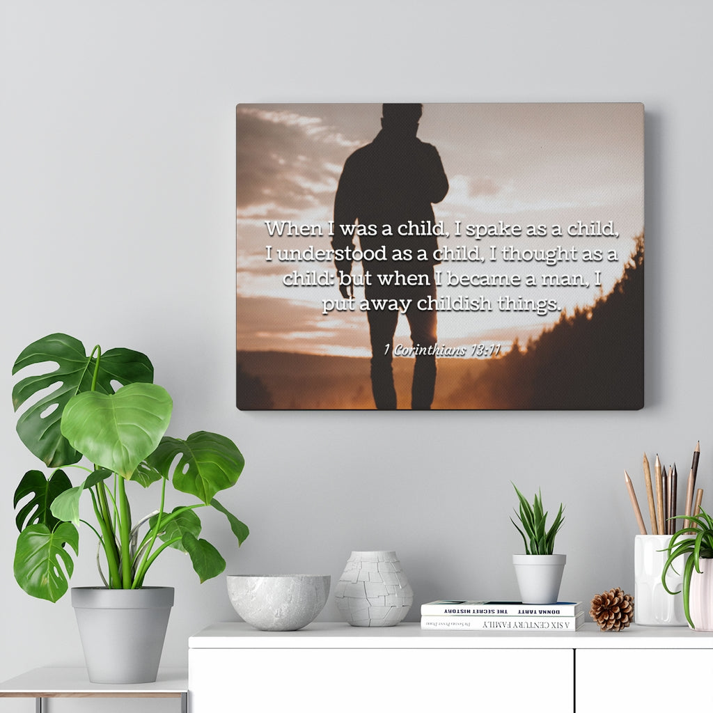 Scripture Walls Childish Things 1 Corinthians 13:11 Bible Verse Canvas Christian Wall Art Ready to Hang Unframed-Express Your Love Gifts