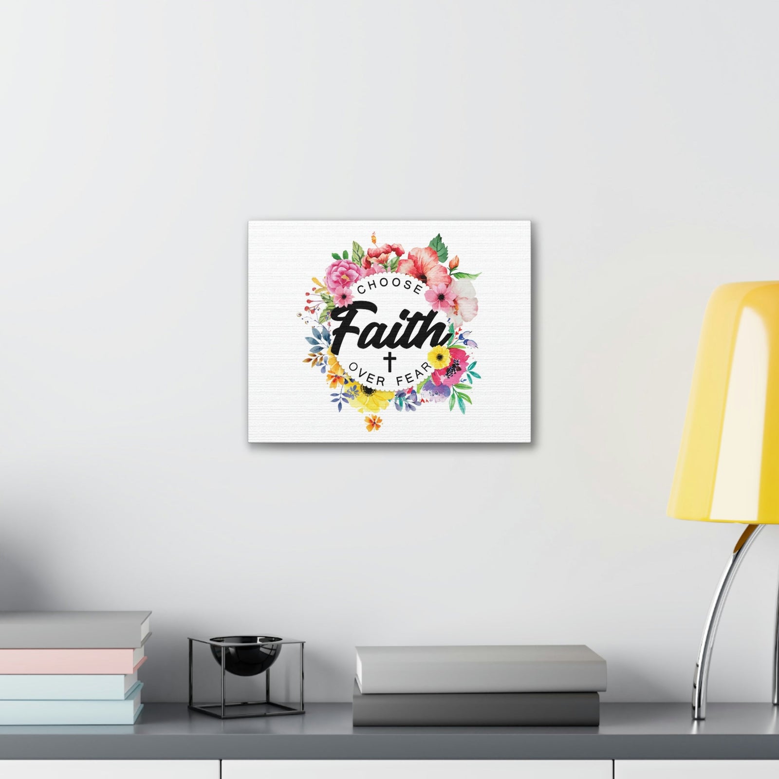 Scripture Walls Choose Faith Floral Wreath 2 Timothy 1:7 Bible Canvas Christian Wall Art Ready to Hang Unframed-Express Your Love Gifts