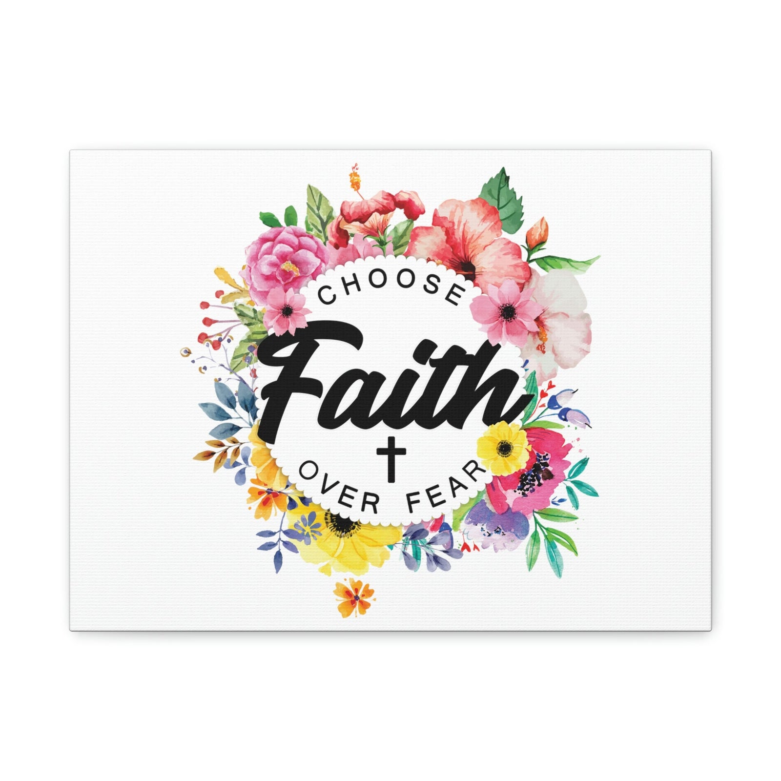 Scripture Walls Choose Faith Floral Wreath 2 Timothy 1:7 Bible Canvas Christian Wall Art Ready to Hang Unframed-Express Your Love Gifts