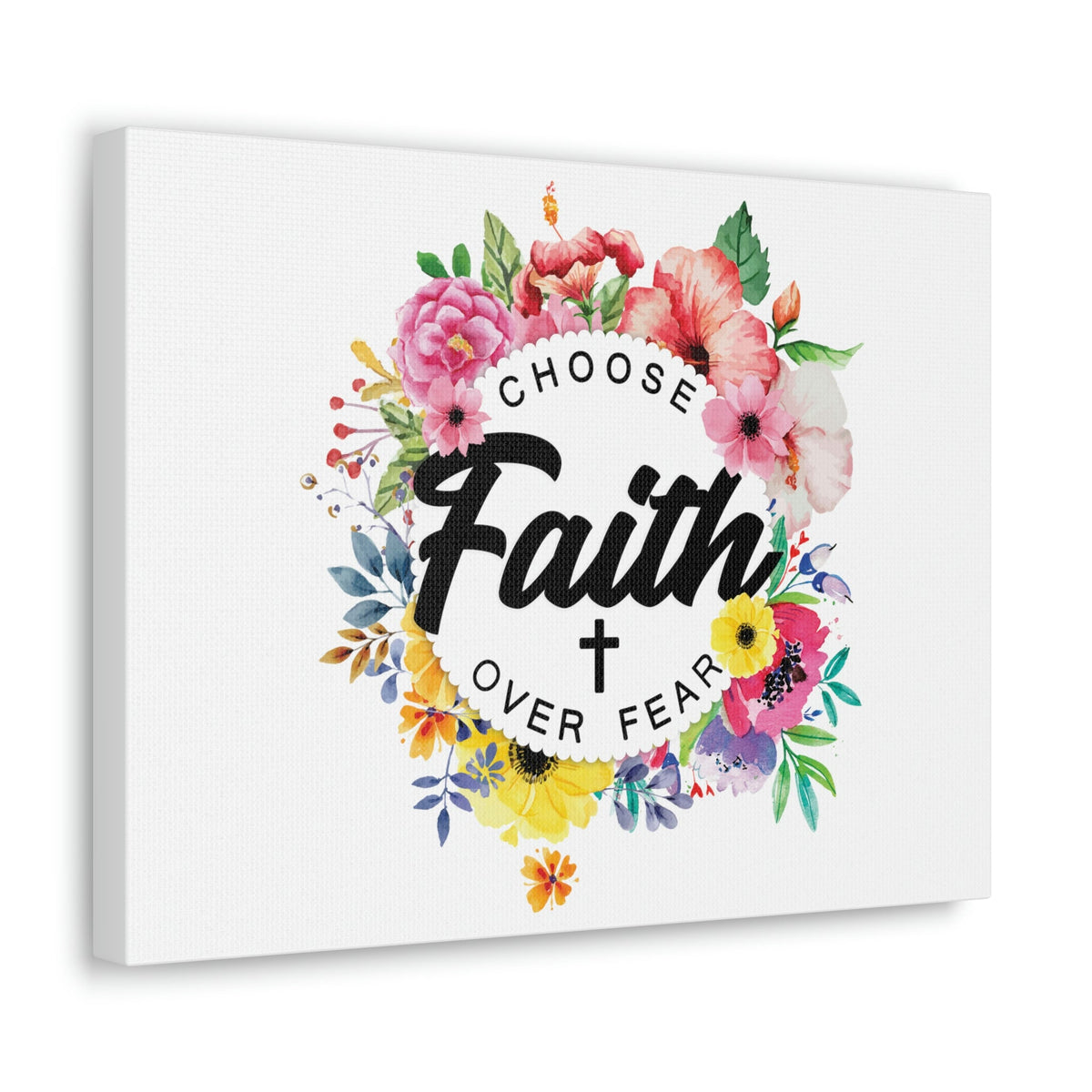 Scripture Walls Choose Faith Floral Wreath 2 Timothy 1:7 Bible Canvas Christian Wall Art Ready to Hang Unframed-Express Your Love Gifts