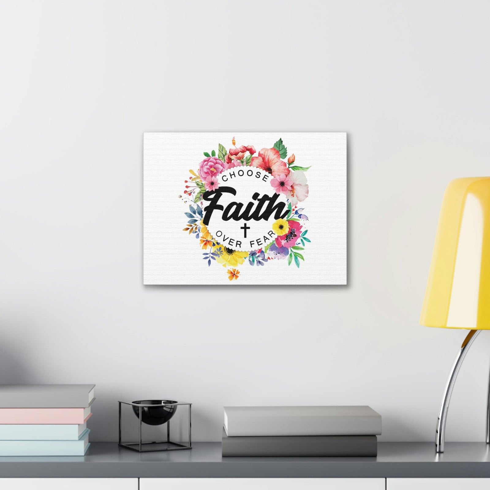 Scripture Walls Choose Faith Floral Wreath 2 Timothy 1:7 Bible Canvas Christian Wall Art Ready to Hang Unframed-Express Your Love Gifts