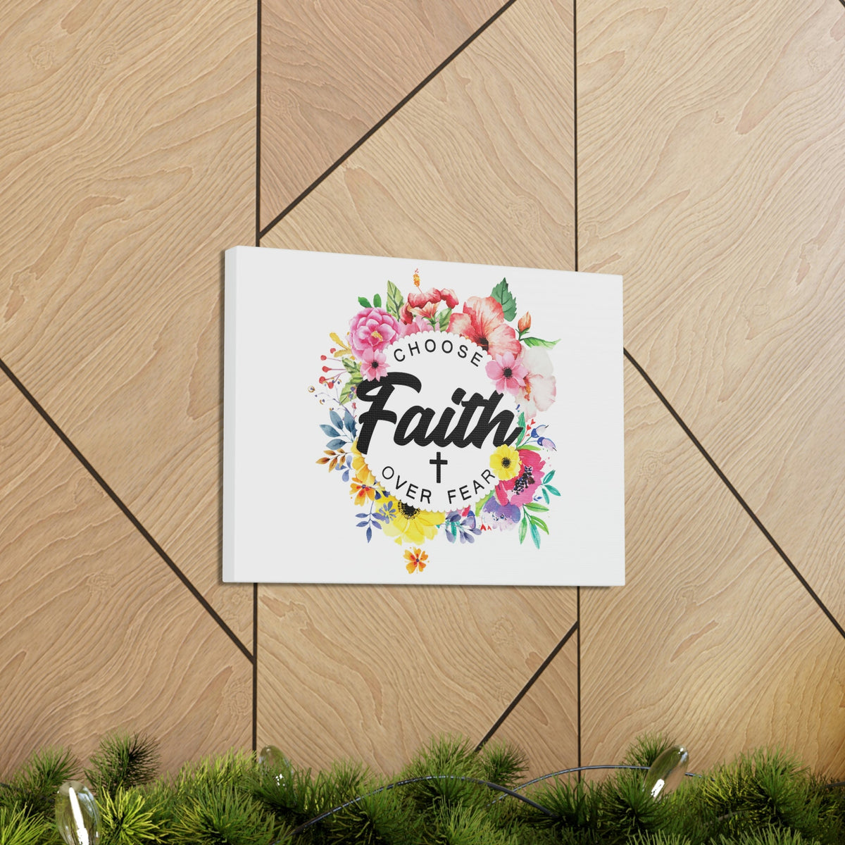 Scripture Walls Choose Faith Floral Wreath 2 Timothy 1:7 Bible Canvas Christian Wall Art Ready to Hang Unframed-Express Your Love Gifts