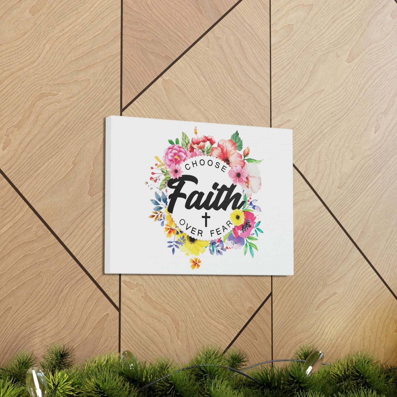 Scripture Walls Choose Faith Floral Wreath 2 Timothy 1:7 Bible Canvas Christian Wall Art Ready to Hang Unframed-Express Your Love Gifts