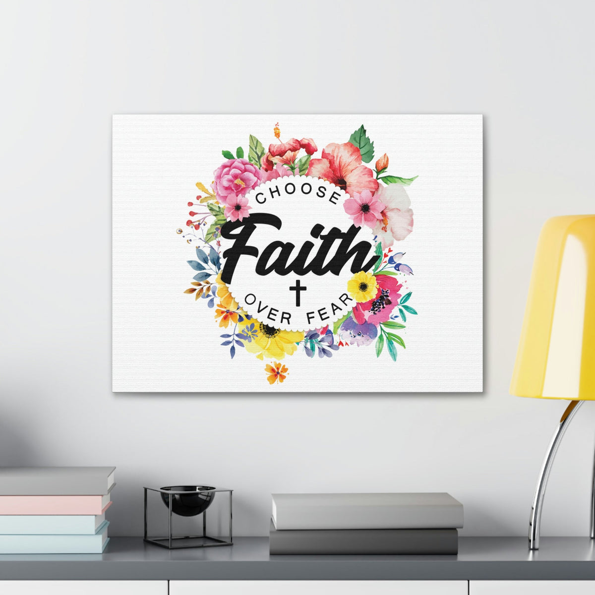 Scripture Walls Choose Faith Floral Wreath 2 Timothy 1:7 Bible Canvas Christian Wall Art Ready to Hang Unframed-Express Your Love Gifts