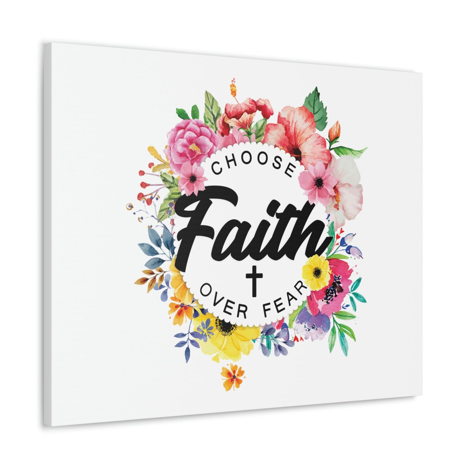 Scripture Walls Choose Faith Floral Wreath 2 Timothy 1:7 Bible Canvas Christian Wall Art Ready to Hang Unframed-Express Your Love Gifts