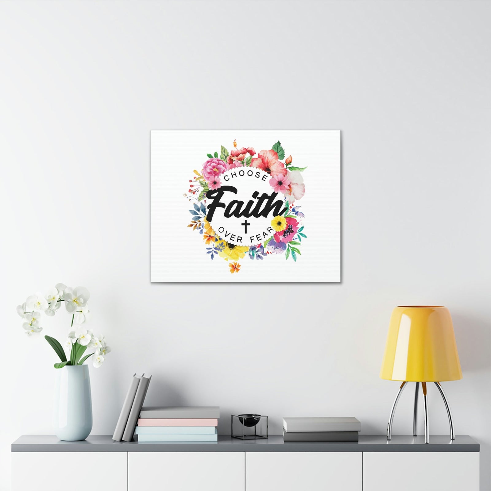Scripture Walls Choose Faith Floral Wreath 2 Timothy 1:7 Bible Canvas Christian Wall Art Ready to Hang Unframed-Express Your Love Gifts