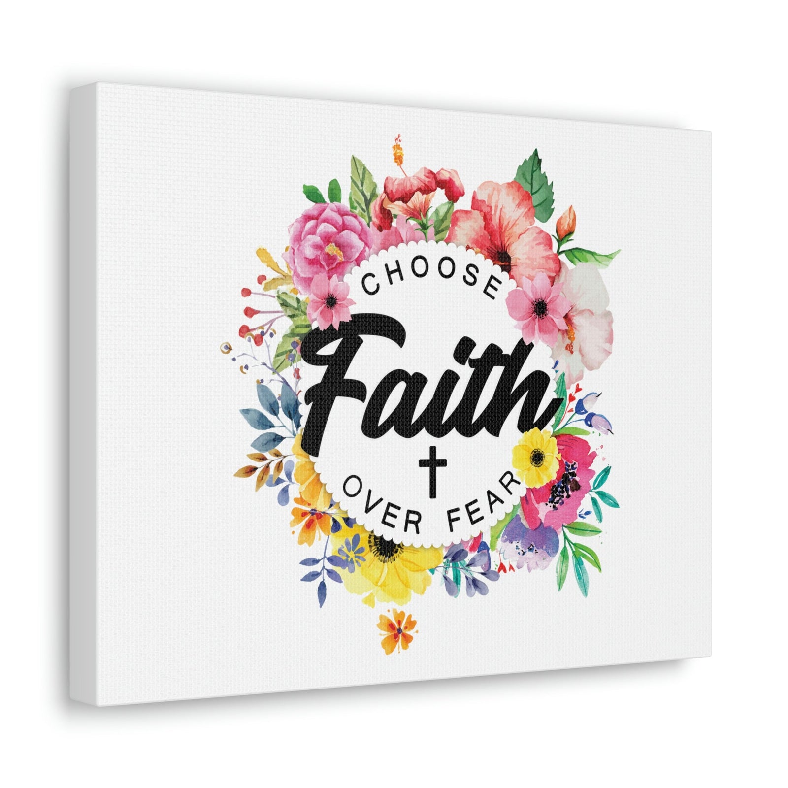 Scripture Walls Choose Faith Floral Wreath 2 Timothy 1:7 Bible Canvas Christian Wall Art Ready to Hang Unframed-Express Your Love Gifts