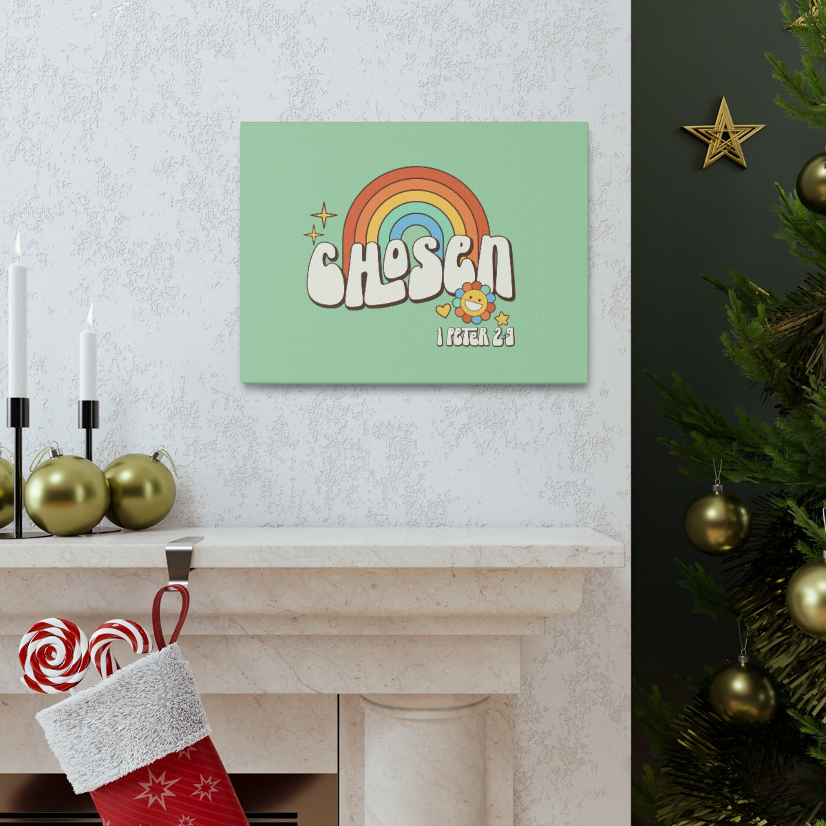 Scripture Walls Chosen Rainbow 1 Peter 2:9 Bible Verse Canvas Christian Wall Art Ready to Hang Unframed-Express Your Love Gifts