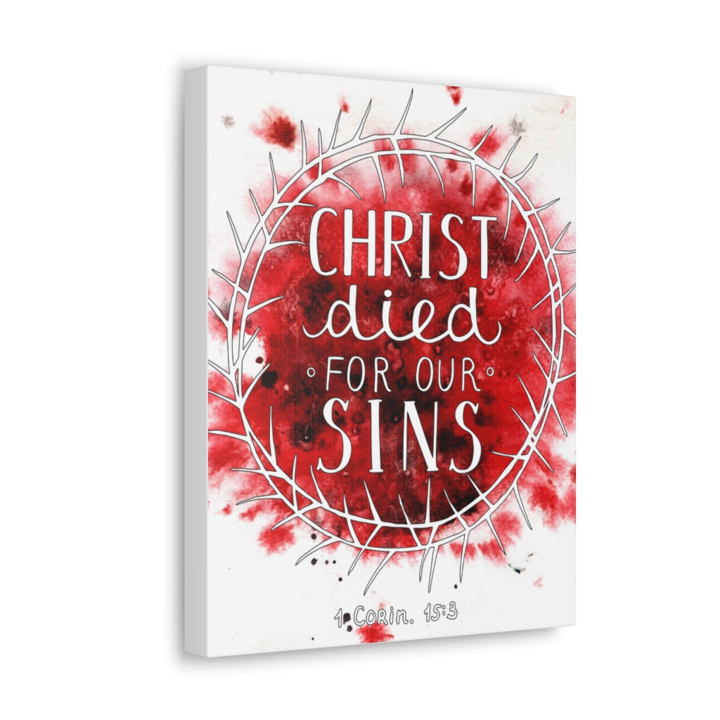 Scripture Walls Christ Died For Our Sins 1 Corinthians 15:3 Bible Verse Canvas Christian Wall Art Ready To Hang Unframed-Express Your Love Gifts