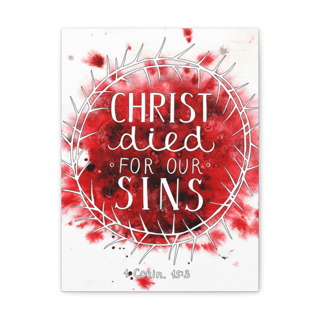 Scripture Walls Christ Died For Our Sins 1 Corinthians 15:3 Bible Verse Canvas Christian Wall Art Ready To Hang Unframed-Express Your Love Gifts