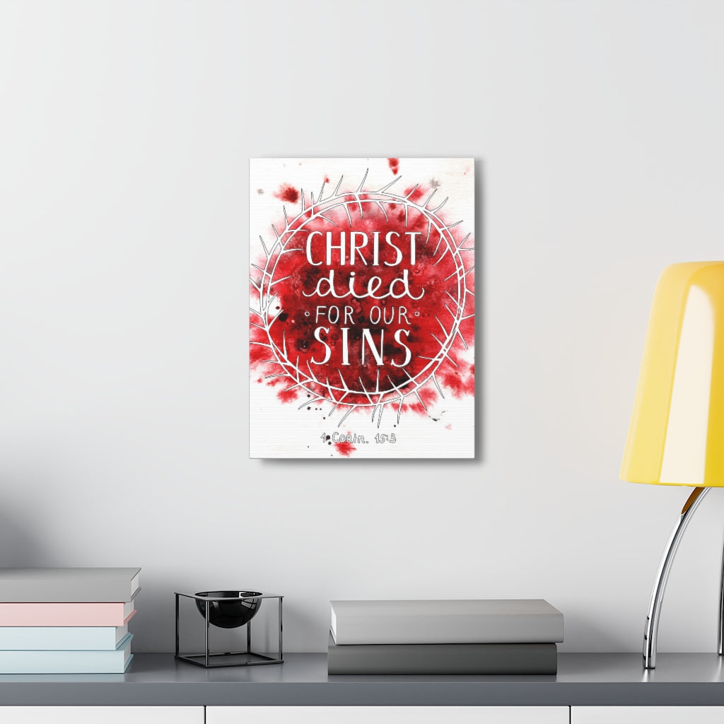 Scripture Walls Christ Died For Our Sins 1 Corinthians 15:3 Bible Verse Canvas Christian Wall Art Ready To Hang Unframed-Express Your Love Gifts
