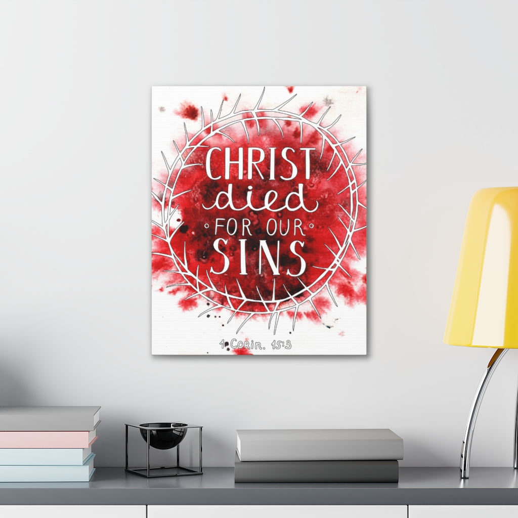 Scripture Walls Christ Died For Our Sins 1 Corinthians 15:3 Bible Verse Canvas Christian Wall Art Ready To Hang Unframed-Express Your Love Gifts