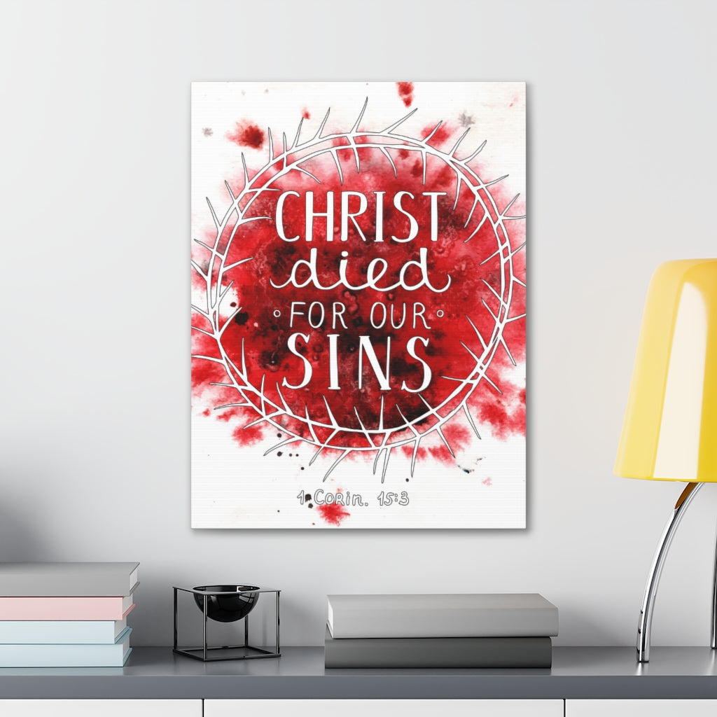 Scripture Walls Christ Died For Our Sins 1 Corinthians 15:3 Bible Verse Canvas Christian Wall Art Ready To Hang Unframed-Express Your Love Gifts