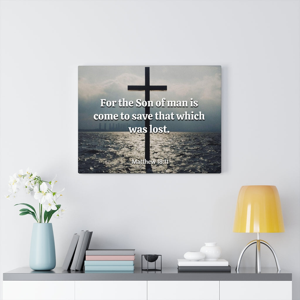 Scripture Walls Christ Saves Matthew 18:11 Bible Verse Canvas Christian Wall Art Ready to Hang Unframed-Express Your Love Gifts