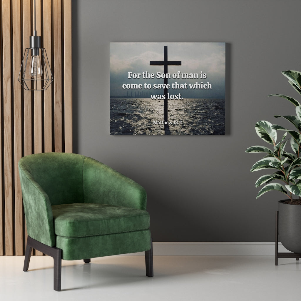 Scripture Walls Christ Saves Matthew 18:11 Bible Verse Canvas Christian Wall Art Ready to Hang Unframed-Express Your Love Gifts