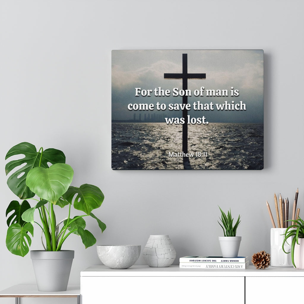 Scripture Walls Christ Saves Matthew 18:11 Bible Verse Canvas Christian Wall Art Ready to Hang Unframed-Express Your Love Gifts