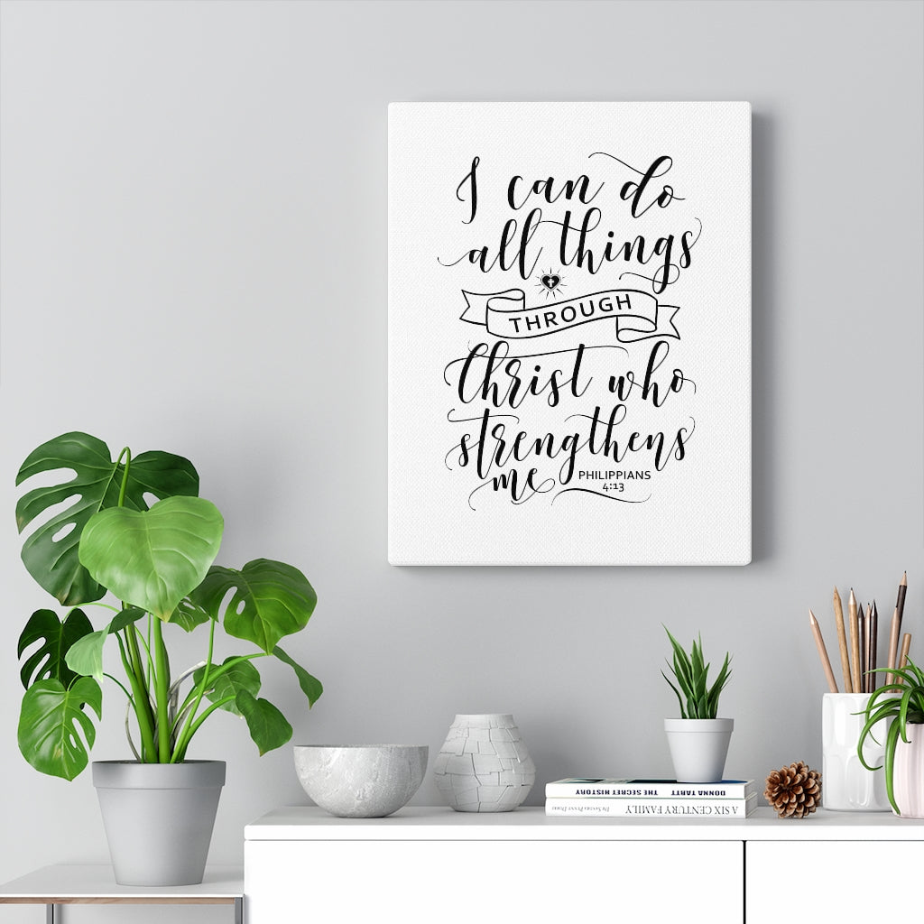 Scripture Walls Christ Who Strengthens Me Philippians 4:13 Bible Verse Canvas Christian Wall Art Ready to Hang Unframed-Express Your Love Gifts