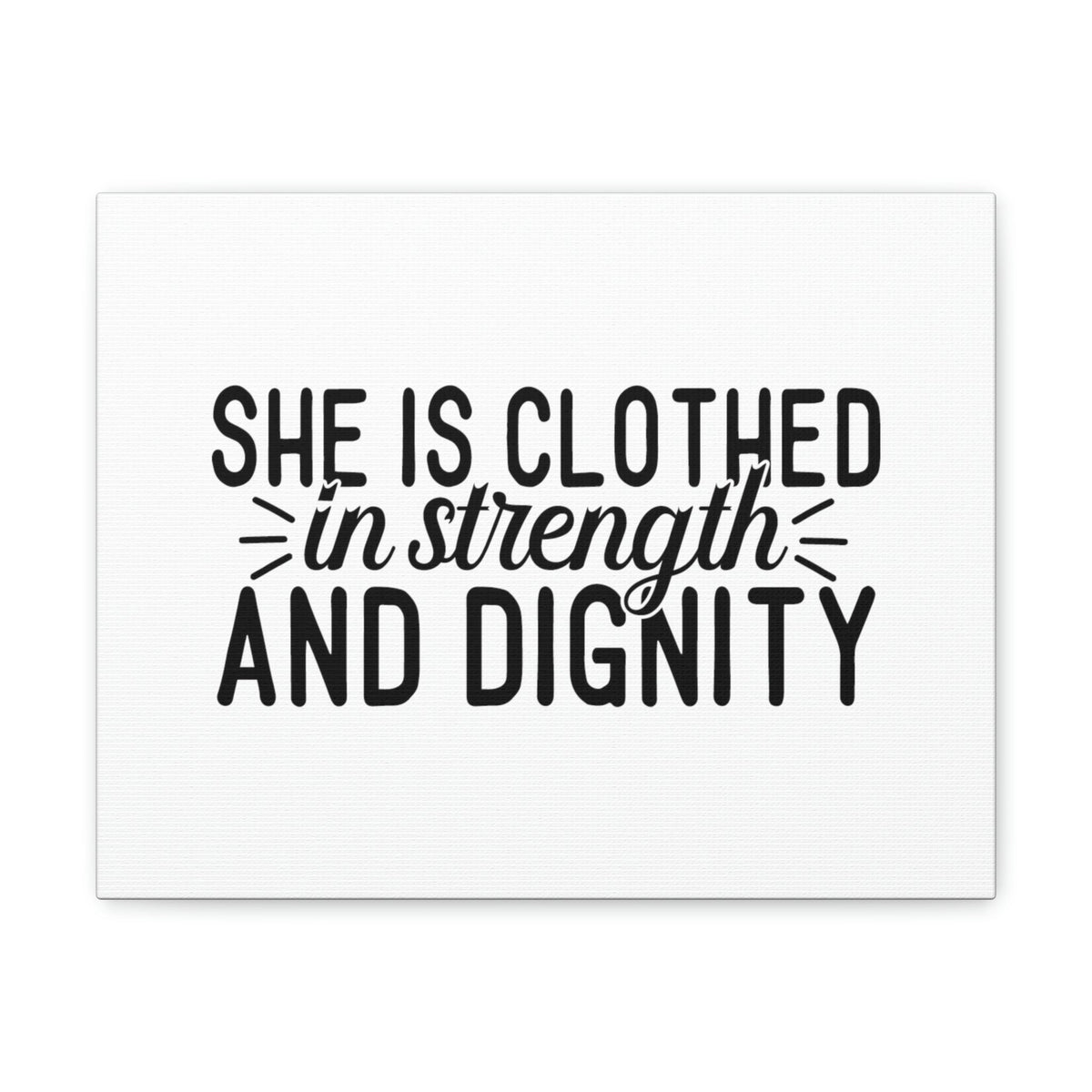 Scripture Walls Clothed In Strength And Dignity Proverbs 31:25 White Christian Wall Art Bible Verse Print Ready to Hang Unframed-Express Your Love Gifts