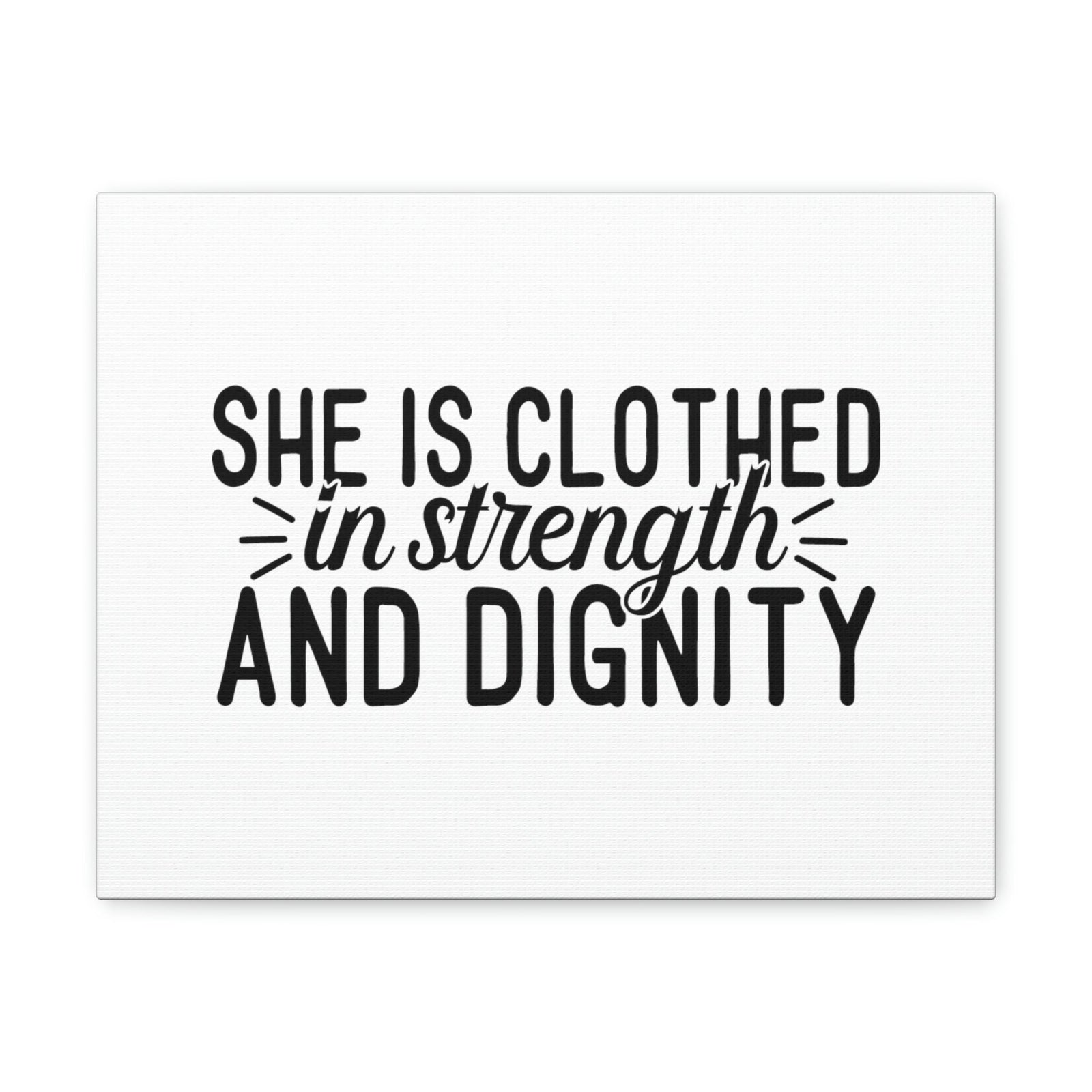 Scripture Walls Clothed In Strength And Dignity Proverbs 31:25 White Christian Wall Art Bible Verse Print Ready to Hang Unframed-Express Your Love Gifts