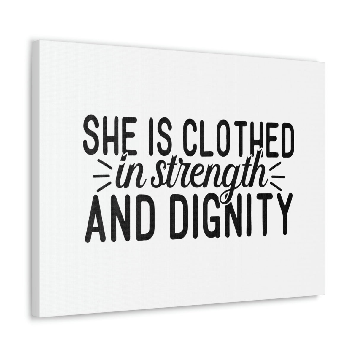 Scripture Walls Clothed In Strength And Dignity Proverbs 31:25 White Christian Wall Art Bible Verse Print Ready to Hang Unframed-Express Your Love Gifts