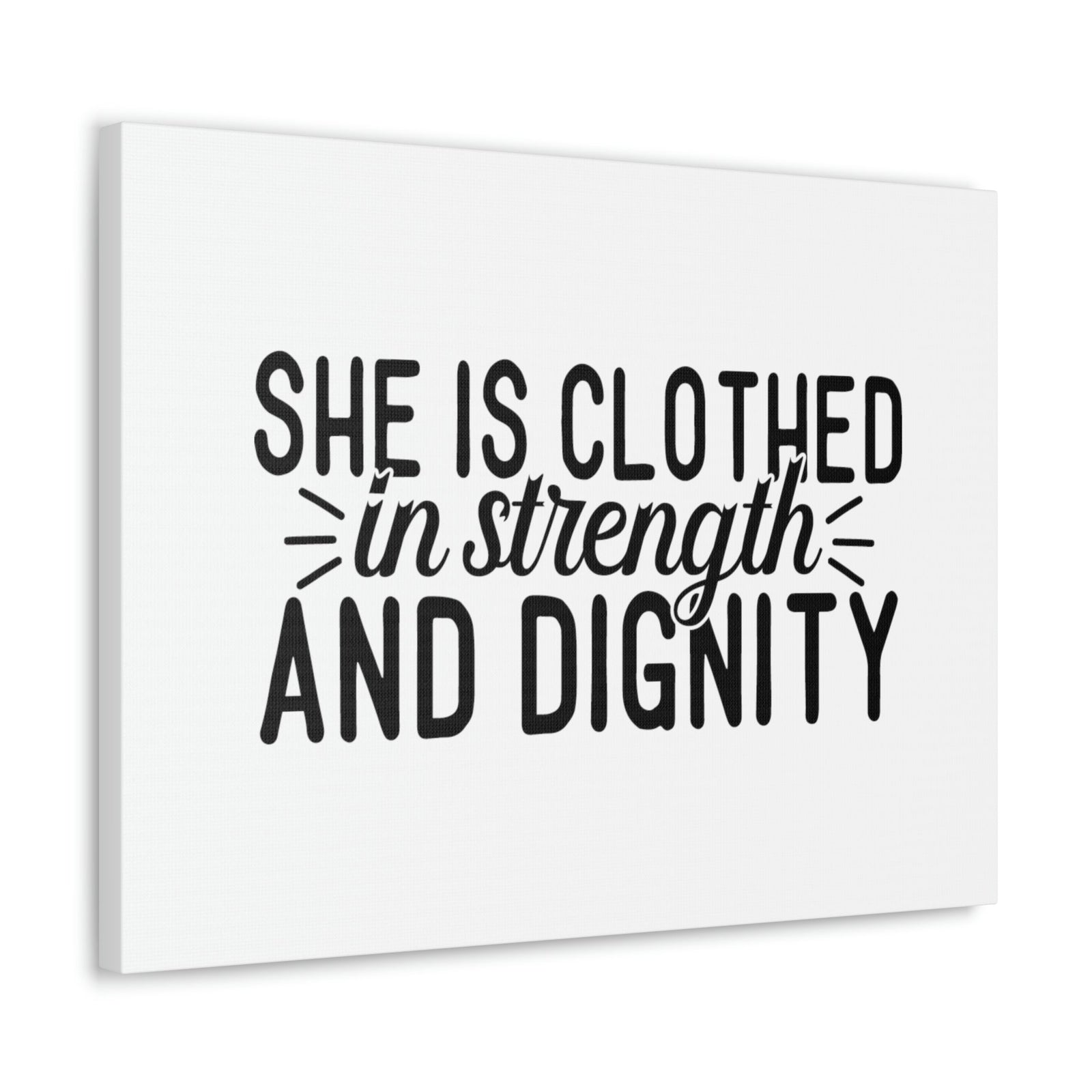 Scripture Walls Clothed In Strength And Dignity Proverbs 31:25 White Christian Wall Art Bible Verse Print Ready to Hang Unframed-Express Your Love Gifts