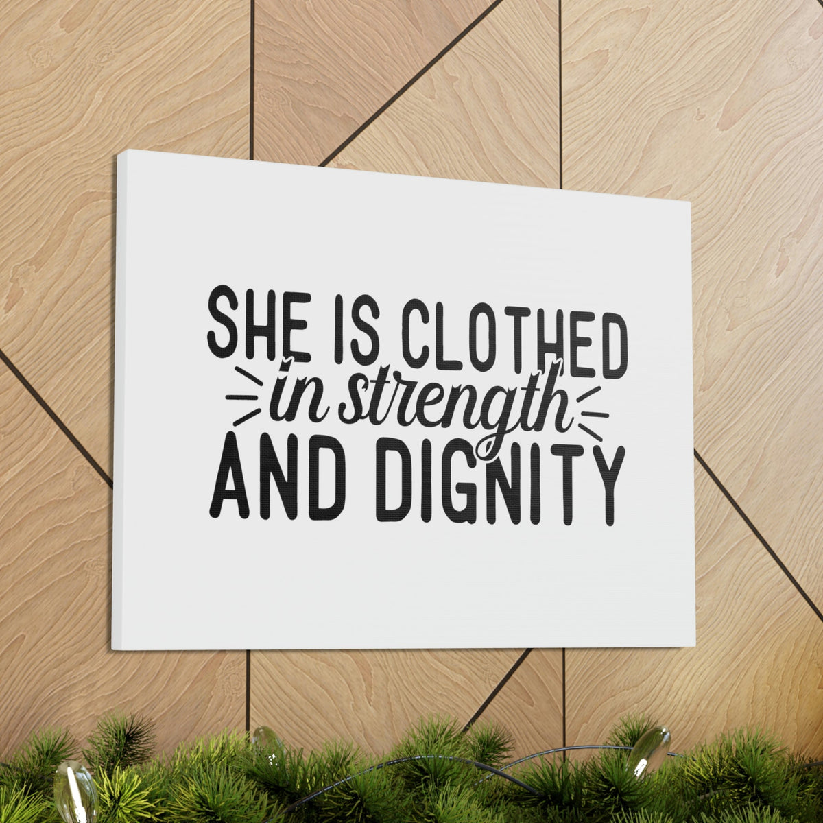 Scripture Walls Clothed In Strength And Dignity Proverbs 31:25 White Christian Wall Art Bible Verse Print Ready to Hang Unframed-Express Your Love Gifts