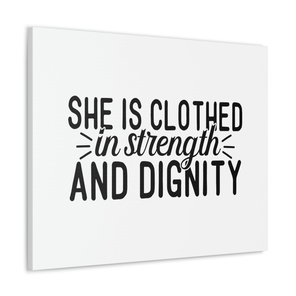 Scripture Walls Clothed In Strength And Dignity Proverbs 31:25 White Christian Wall Art Bible Verse Print Ready to Hang Unframed-Express Your Love Gifts