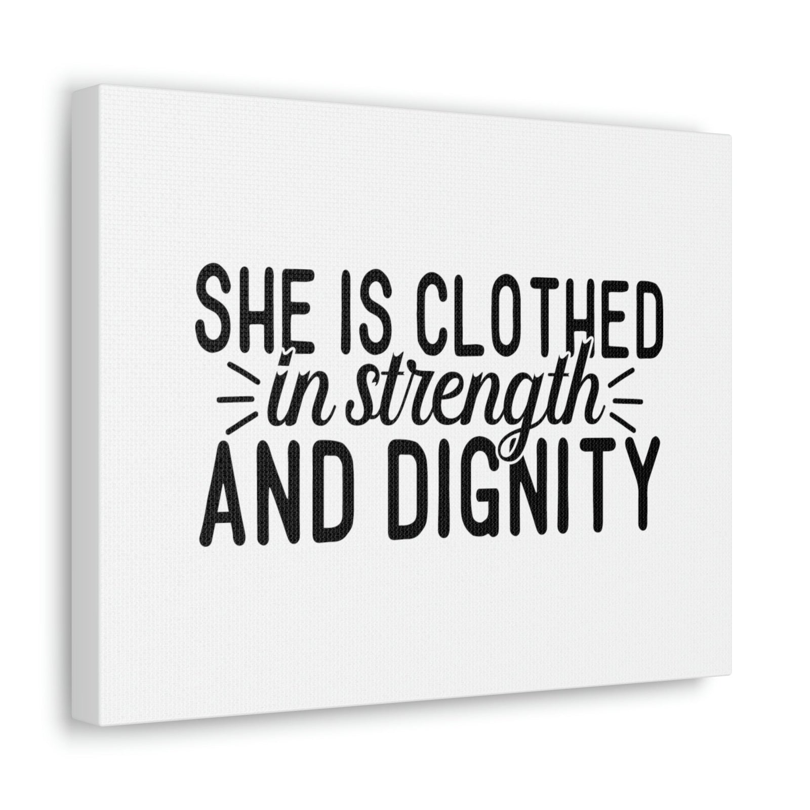 Scripture Walls Clothed In Strength And Dignity Proverbs 31:25 White Christian Wall Art Bible Verse Print Ready to Hang Unframed-Express Your Love Gifts