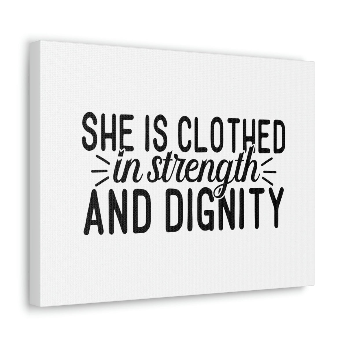 Scripture Walls Clothed In Strength And Dignity Proverbs 31:25 White Christian Wall Art Bible Verse Print Ready to Hang Unframed-Express Your Love Gifts