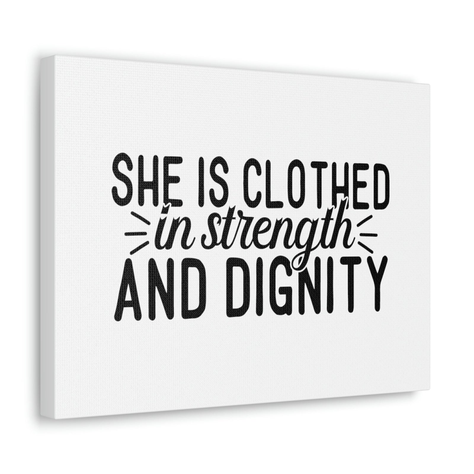 Scripture Walls Clothed In Strength And Dignity Proverbs 31:25 White Christian Wall Art Bible Verse Print Ready to Hang Unframed-Express Your Love Gifts