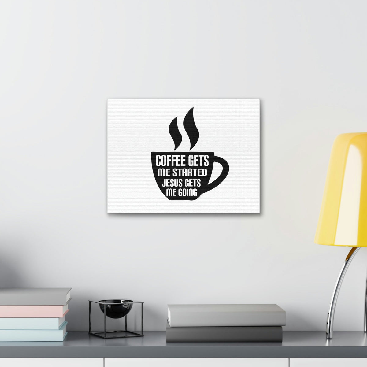 Scripture Walls Coffee Cup Gets Me Started Hebrews 12:2 Christian Wall Art Bible Verse Print Ready to Hang Unframed-Express Your Love Gifts