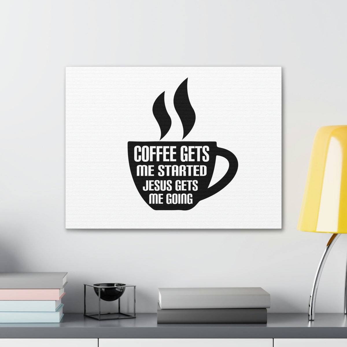 Scripture Walls Coffee Cup Gets Me Started Hebrews 12:2 Christian Wall Art Bible Verse Print Ready to Hang Unframed-Express Your Love Gifts