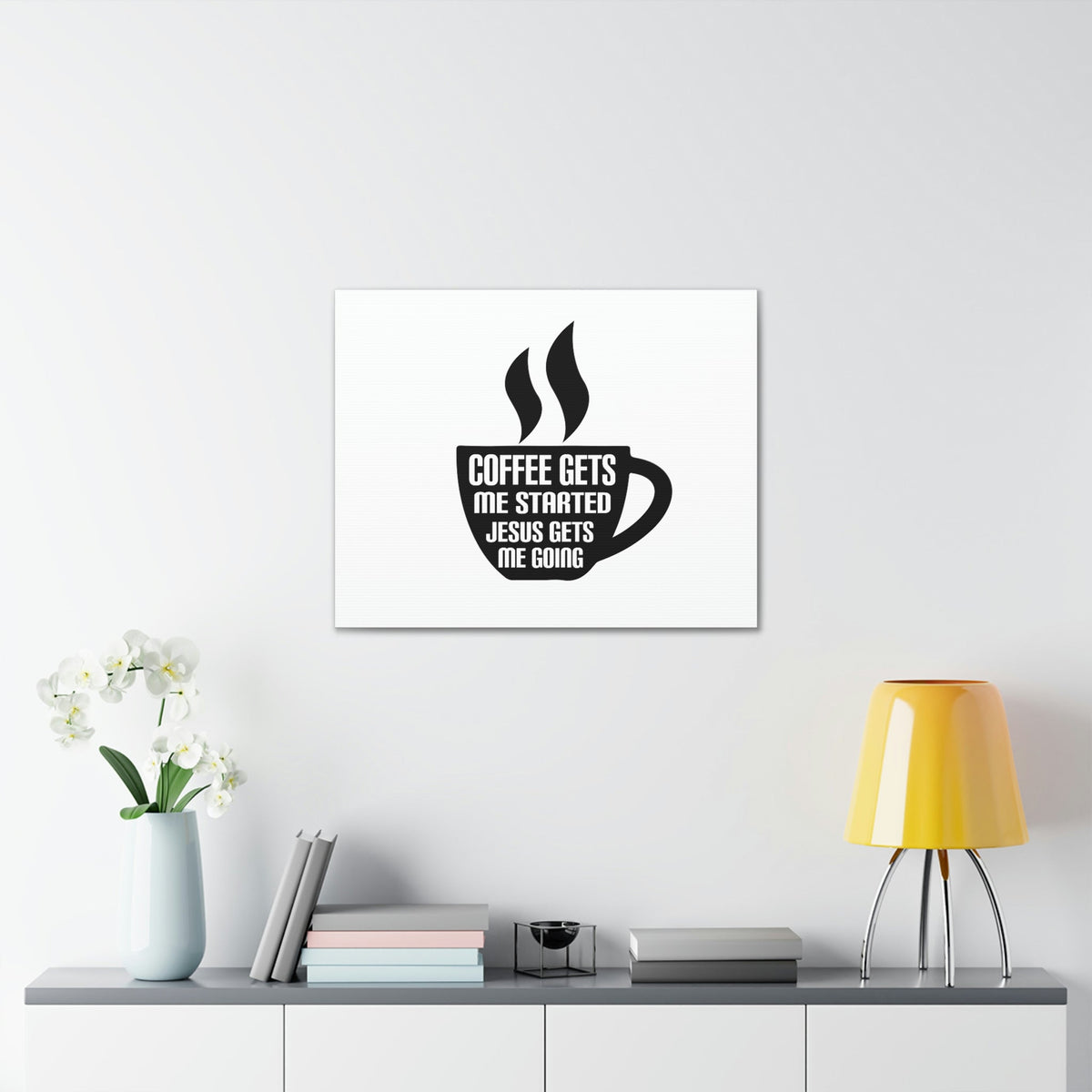 Scripture Walls Coffee Cup Gets Me Started Hebrews 12:2 Christian Wall Art Bible Verse Print Ready to Hang Unframed-Express Your Love Gifts