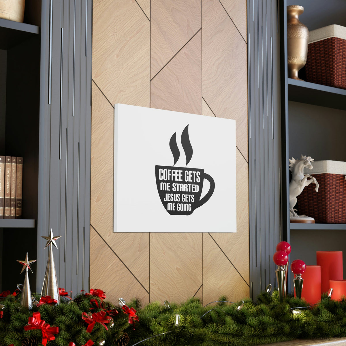 Scripture Walls Coffee Cup Gets Me Started Hebrews 12:2 Christian Wall Art Bible Verse Print Ready to Hang Unframed-Express Your Love Gifts