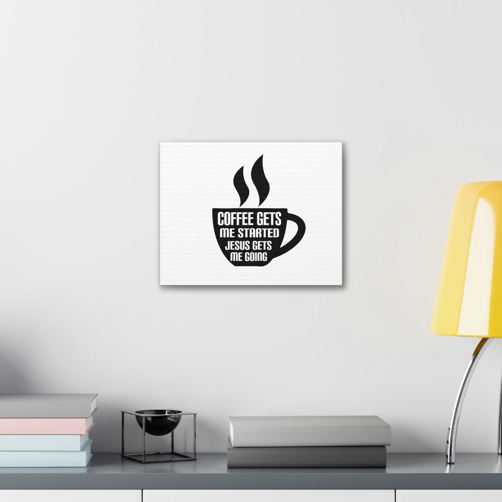 Scripture Walls Coffee Cup Gets Me Started Hebrews 12:2 Christian Wall Art Bible Verse Print Ready to Hang Unframed-Express Your Love Gifts