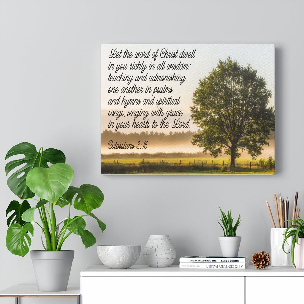 Scripture Walls Colossians 3:16 Psalms Hymns & Spiritual Songs Bible Verse Canvas Christian Wall Art Ready to Hang Unframed-Express Your Love Gifts