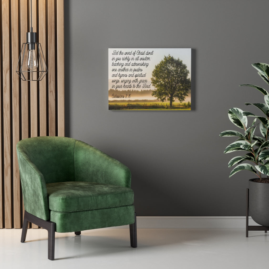 Scripture Walls Colossians 3:16 Psalms Hymns & Spiritual Songs Bible Verse Canvas Christian Wall Art Ready to Hang Unframed-Express Your Love Gifts