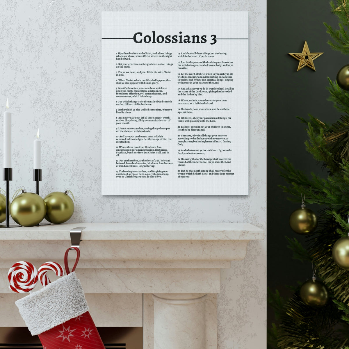 Scripture Walls Colossians 3 Put On the New Self White Bible Verse Canvas Christian Wall Art Ready to Hang Unframed-Express Your Love Gifts